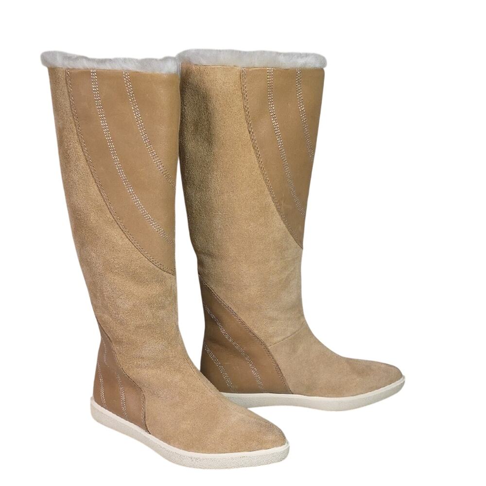 Naya Yuma Tall Leather and Suede Faux Fur Lined Boots Womens Size 6